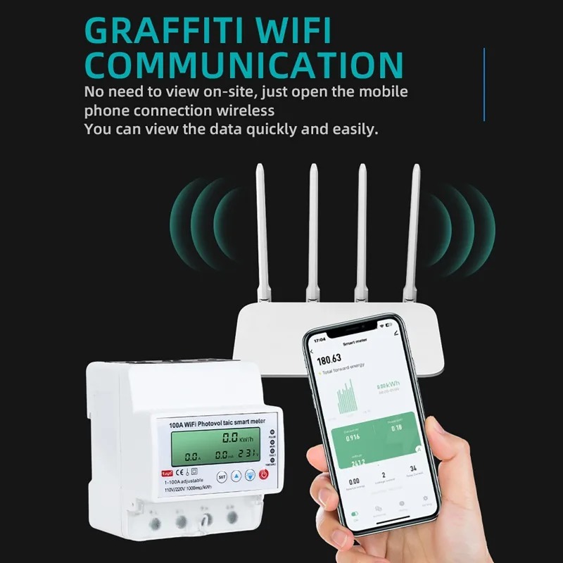 4P 1-100A WiFi Photovoltaic Sm - Energy Monitor Meter ulasan dan harga